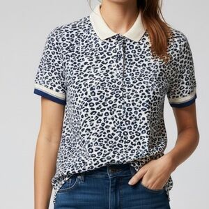 Lacoste Kids' White and Blue‎ Patterned Polo